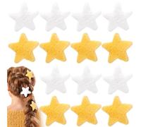 CustomyLife 14 pinzas de pelo de estrella esponjosa para mujeres y niñas, antideslizantes, suaves, esponjosas, pinzas de pico de pato, accesorios de cocodrilo para varios peinados, 7 amarillas y 7