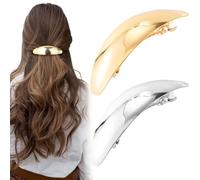 CustomyLife 2 pasadores ovalados de 10 cm para el pelo vintage de metal grande, color plateado, dorado, para boda, graduación, formal, accesorios para el cabello para mujeres y niñas, cabello largo y