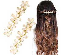 CustomyLife 2 pinzas para el pelo de ópalo con flores, pasadores dorados de Halloween de 2.65 pulgadas, horquillas decorativas para el pelo, accesorios de boda de Navidad para mujeres, cabello grueso