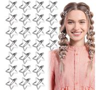 CustomyLife 60 clips de pelo de estrella de 1.2 pulgadas para mujer, antideslizantes, pasadores de pelo de los años 2000, accesorios para el cabello de estrella de metal plateado para cabello largo,