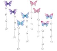 CustomyLife Rapunzel - 8 pinzas para el pelo con borlas de mariposa, pasadores de hada, color morado, azul, rosa, rave, Halloween, boda, graduación, accesorios para el cabello para mujer, largo, corto