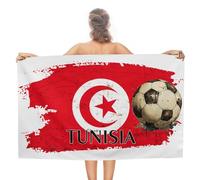 CustonCares Toallas de playa con temática de fútbol de Túnez, ligeras, resistentes a la decoloración, prelavadas, para viajes, deportes, viajes, baño, natación, natación