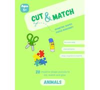 Cut & Match: Geometric shapes puzzle worksheet ANIMALS