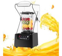 CUTANGELAR Licuadora profesional silenciosa de 2200 W con tapa antirruido, vaso autolimpiable de 2 L, 6 cuchillas de acero inoxidable, 17 000 RPM, 75 dB, ideal para cafeterías y bares.