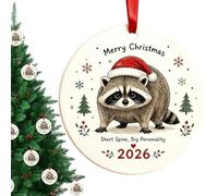 Cute 2D Acrylic Raccoon Christmas Ornament - Festive Tree Hanging Pendant