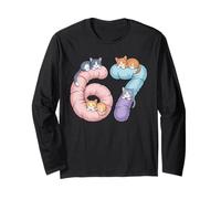 Cute 67 Cat Meme Design Manga Larga