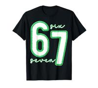 Cute 67 Meme Preppy Aesthetic Green Crochet Knit Mujeres Niñas Camiseta