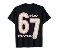 Cute 67 Meme Preppy Aesthetic Pink Crochet Knit Mujeres Niñas Camiseta