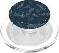 Cute Aesthetic Winter Blue Flower Pattern Floral Linart PopSockets PopGrip para MagSafe