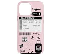 Cute Airplane Boarding Travel Pass Happy Doodle Blush Pink Carcasa para iPhone 13 Pro MAX