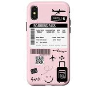 Cute Airplane Boarding Travel Pass Happy Doodle Blush Pink Carcasa para iPhone X/XS
