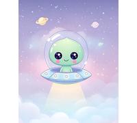 Cute Alien Notebook for Kids: Pastel Space-Themed Wide Ruled Journal for Girls and Boys | Great for School Notes, Drawing, Writing, or World UFO Day Gifts