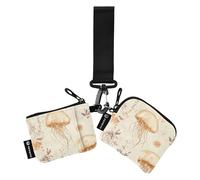 Cute Aliens Head White_2 monederos para mujer, tarjetero, gran capacidad, con cremallera, con llavero, para mujeres y niñas, 2 unidades, Varios colores, 4.13"(L) x 3.5"(W), Accesorio de viaje