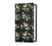 Cute American Robin Birds - Funda de cuero negro para registro y tarjeta de seguro para cualquier coche, camión, motocicleta, remolque o barco