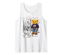 Cute American Teddy Bear Sketch Drawing, New York Teddy Bear Camiseta sin Mangas