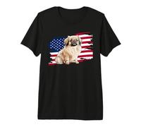 Cute American USA Flag 4th July Patriotic Pekingese Lover Camiseta Premium
