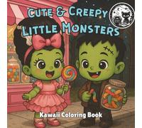 Cute and Creepy Little Classic Monsters Kawaii Coloring Book for Kids, Teens, and Adults: Adorable Spooky Chibi Horror Monsters with Black Background for Fun and Relaxation
