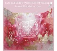 Cute and Cuddly Valentine's Ink Tracing: Animal Couples in Love: 40 Romantic Images, One Black Pen, Reverse Coloring Book, Perfect Galentine's Gift