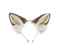 Cute and Realistic Animal Ear Hairband Artificial Wolf Ear Headbands Handmade Hairpiece Costume for Halloween Party