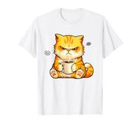 Cute Angry Cat Drinking Coffee Orange Cat Morning Mood Meme Camiseta