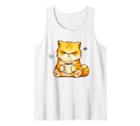 Cute Angry Cat Drinking Coffee Orange Cat Morning Mood Meme Camiseta sin Mangas