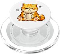 Cute Angry Cat Drinking Coffee Orange Cat Morning Mood Meme PopSockets PopGrip para MagSafe