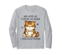 Cute Angry Cat Drinking Coffee Tabby Cat Morning Mood Meme Manga Larga