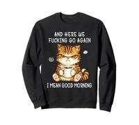 Cute Angry Cat Drinking Coffee Tabby Cat Morning Mood Meme Sudadera