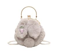 Cute Animal Bag - Plush Bunny Rabbit Wallet Purse, Charming Doll Shape Hand Bag, Portable Touch Finish | Sweet Style Companion For Ladies Shopping Dates Parties Daily Wear