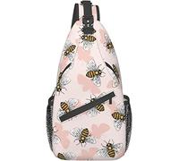 Cute Animal Bee Pattern Sling Bag, Bandolera Multiusos bandoleras de Viaje Senderismo Pecho Mochila para Mujeres y Hombres