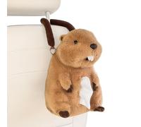 Cute Animal Car Tissue Holder - Plush Vehicle Accessories Organizer for Travel, Road Trips with Easy Refill, Napkin Dispenser for Backseat, Sedan, SUV, Brown and Pink Colored