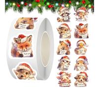 Cute Animal Christmas Stickers - 500 pegatinas de animales navideños, gracias a los sellos de agradecimiento, suministros de decoración de vacaciones, accesorio artesanal para pisos, sala de clase