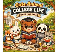 Cute Animal College Coloring Book for Teens and Adults: 40 Relaxing Campus Life Coloring Pages