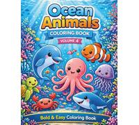 Cute Animal Coloring Book - Vol. 4: Ocean: Bold and Easy Designs for Kids Ages 3 - 6 | Stress-Free Coloring for Beginners (Bold & Easy Cute Animals Coloring Series)