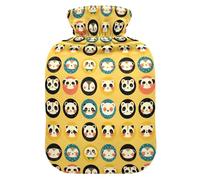 Cute Animal Faces - Botellas de agua caliente con cubierta suave, bolsa de agua caliente de 1 litro para calentador de manos y pies