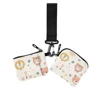 Cute Animal Faces - Carteras dobles para mujer, tarjetero, pequeño, desmontable, con bolsillo para monedas con cremallera, para uso diario, 2 paquetes, Caras de animales lindas., 1 size, Casual