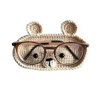 Cute Animal Glasses Organizer, Soft Sunglass Stand, 7.87x3.14inches Handmade Crochet Sunglass Holder, Decorative Eyewear Display for Bedside Table, Glasses Case for Home Office School Desktop