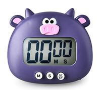 Cute Animal Kitchen Timer, Countdown Timer with Battery 100 Minutes (Becerro Morado)