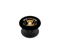 Cute Animal Leopard Quote Funny Wild Thing Alert PopSockets PopGrip Adhesivo