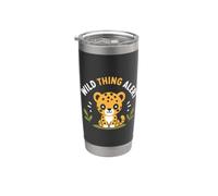 Cute Animal Leopard quote Funny Wild Thing Alert Vaso térmico de acero inoxidable de doble pared
