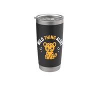 Cute Animal Leopard quote Funny Wild Thing Alert Vaso térmico de acero inoxidable de doble pared