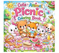 Cute Animal Picnic Coloring Book: Adorable Kawaii Animal Picnic Scenes - Fun and Easy Coloring Pages for Kids Ages 4-8, Relaxing Cute Animals Coloring Book for Boys and Girls