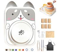Cute Animal Pottery Wheel Set for Kids, Animal Porcelain Machine Tools, Complete Pottery Painting Kit Arts and Crafts, Birthday Halloween Christmas Gift for Girls Boy Kids Toy (03)