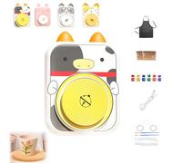 Cute Animal Pottery Wheel Set For Kids, Diy Mini Pottery Studio,Complete Pottery Painting Kit Arts And Crafts For Girls Boy Kids Toy, Birthday Halloween Christmas Gift For Kids (White Pig,6*Clay)