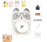 Cute Animal Pottery Wheel Set For Kids, Diy Mini Pottery Studio,Complete Pottery Painting Kit Arts And Crafts For Girls Boy Kids Toy, Birthday Halloween Christmas Gift For Kids (Gray Dog,2*Clay)