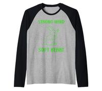 Cute Animal Quote Strong Mind Soft Heart Mental Health Camiseta Manga Raglan