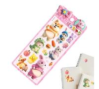 Cute Animal Stickers - Mini 3D Cartoon Belly Decals, Small Decorative Sticker Set with Raised Design, Fun Adhesive Art Accessories for Laptops Walls Guitars Suitcases Luggage Notebooks Envelopes