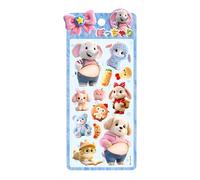 Cute Animal Stickers, Small 3D Belly Cartoon Decals for Fun Decorative Personalization, Raised Texture Design with Peel-and-Stick Adhesive Function for Laptop, Notebooks, Walls, Tablets, Journals