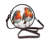 Cute Animal Two Birds - Bolso cruzado redondo de piel para mujer