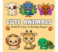 Cute Animals: 50 Cute Animals, Insects, pets and underwater animals chibi style (BOLD AND EASY COLORING BOOK)